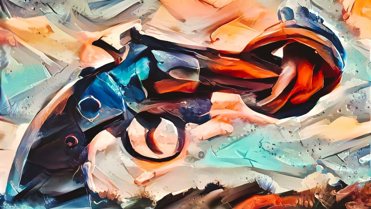 Malerei eines verknoteten Revolvers