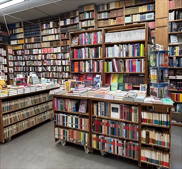 Bücherregale mit Büchern in einer Buchhandlung