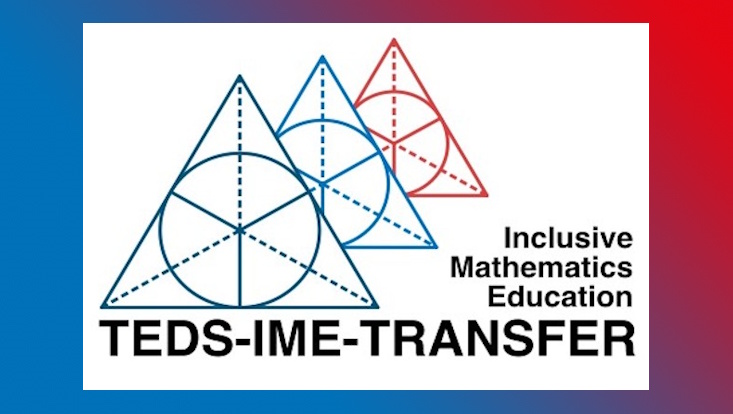 Logo von TEDS-IME-Transfer - drei rechtwinklige Dreiecke in verschiedenen Farben leicht versetzt hintereinander und Schriftzug des Projekttitels