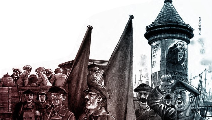 Menschen demonstrieren als Comic